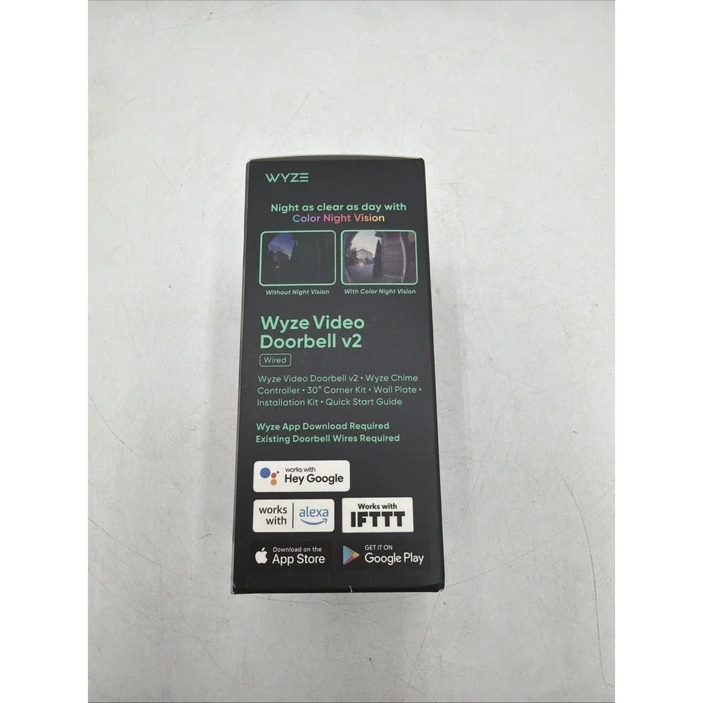 Wyze Video Doorbell v2 Wired 2K Resolution Night Vision Detection Black